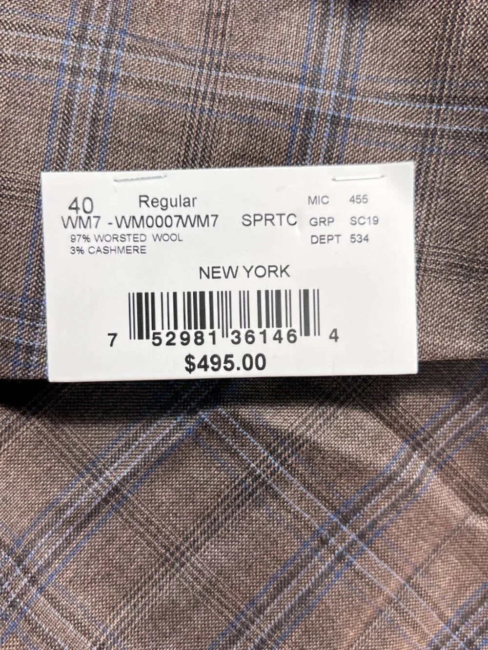 NWT WALTER MORTON 40R‎ Plaid Brown/Blue/Black 2 Btn 97%Wool/3%Cashmere Blazer